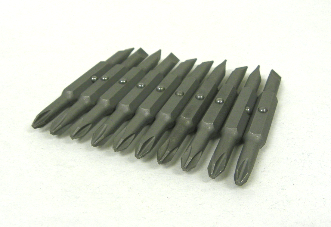 Set of 10 Piece 3" Double-Ended Screwdriver Power Bit Set, Phillips #2