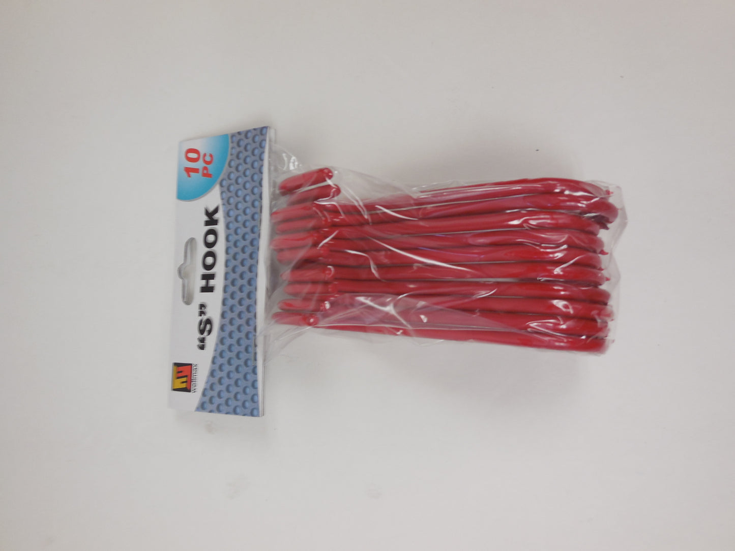 10 pc S Shape Utility Hook Set, Vinyl Coated or Chromed Wire (Red Vinyl)